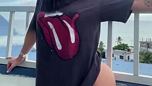 Exhibitionist Wife Flashes Tight Pussy Outdoors in Solo Masturbation