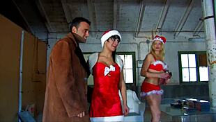 big orgy in cantina with santa and natural tits everywhere