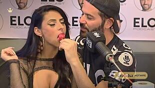 beautiful latina hotwife gives sloppy blowjob to presenter on podcast