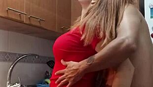 Mother-In-Law's Pussy Eaten In Kitchen Quickie