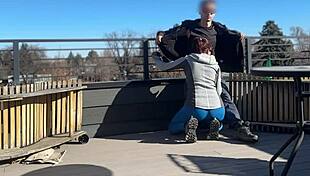 Redhead Slut Blows On Roof!