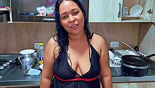 Squirting Stepmom Orgasms In Kitchen While Stepson Watches Big Ass Latina Whore