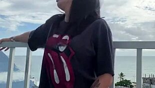 Exhibitionist Wife Flashes Tight Pussy Outdoors in Solo Masturbation