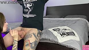 Stepsister catches stepbro jerking with her panties and helps with a rough fuck.