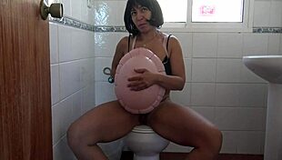 Damn! Perverted mommy gets kinky with stepson in toilet sex!