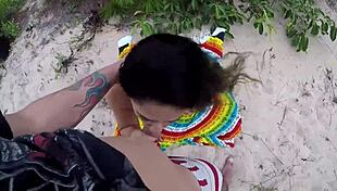 Hidden blowjob in the dunes