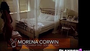 morena corwin and tamara sky posing naked, showing off their big tits and hot booties