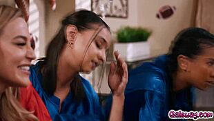 Steamy foursome with Nicole, Hailey, Ameena, and Blake during the game! 🔥