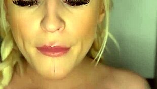 Horny College Girl Sucks Banana Seductively, Teasing with Curvy Blonde Body.