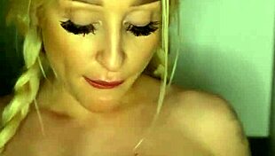 Horny College Girl Sucks Banana Seductively, Teasing with Curvy Blonde Body.