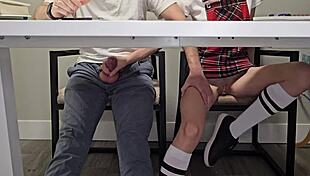 students entertaining during boring lecture with wet pussy 😏