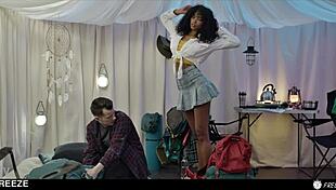 Hot Teen 18+ Freezes for Roommate's Squirting Orgasms and Creampie