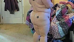 bbw in lingerie teases with slow striptease and big natural curves