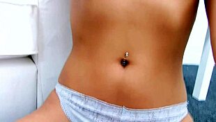 Nice legal age teen angel fucks intensely on camera, showing shaved pussy and hairless cunt