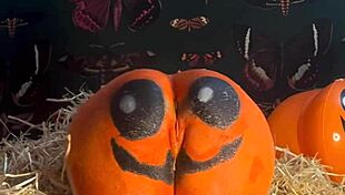 Horny Teen Whore Bent Over In Doggystyle Gets Double Creampie In Spooky Pumpkin Patch