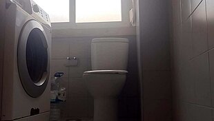 Feeling the rush as he shaves his big dick and spits out lots of milk.