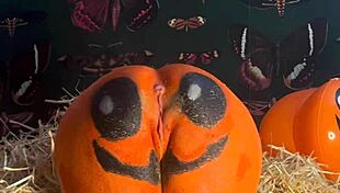 Horny Teen Whore Bent Over In Doggystyle Gets Double Creampie In Spooky Pumpkin Patch