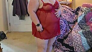 bbw in lingerie teases with slow striptease and big natural curves