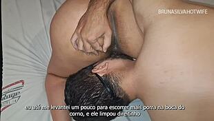 pregnant wife, eight months in, takes a load while cuckold cleans up after