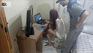 Slut Without Panties Welcomes Internet Technician In Uniform