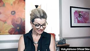 Vicky vette shows off her big pussy to boss in solo scene