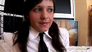 She stares deep while riding a hard shaft in socks