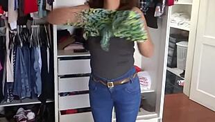 stepmother recorded while getting dressed in the house