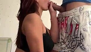 Latina amateur feels intense emotions during her first sloppy interracial blowjob