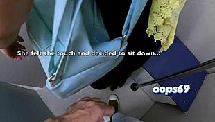 unknown man secretly pets arabic wife's pussy under dress in subway