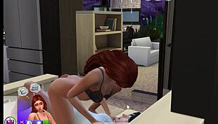 sexy redhead and newlywed in sims 4, cheating vibes