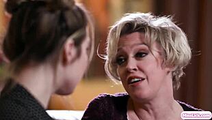 Hey, this lesbian milf celebrity seduces a blonde fan, then sits on her face with big tits and shaved pussy