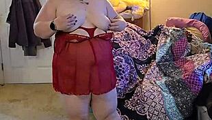 bbw in lingerie teases with slow striptease and big natural curves