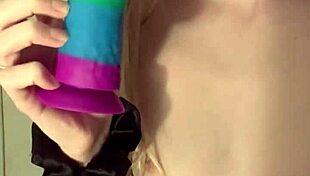 Tiny amateur, can you ride a giant dildo thicker than your arm?