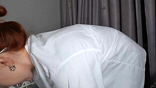 i fucked an impudent redhead teacher and cum on her glasses with natural tits