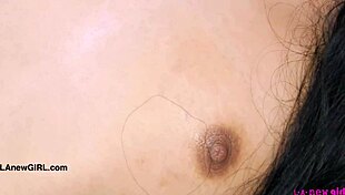 Adorable teen brunette displays sexy body on sofa