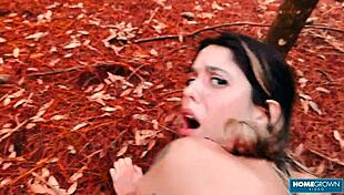 Scarlett taylor and stephan rogers cant help fucking outdoors with quickie blowjob and cowgirl cumshot.