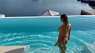 gorgeous monika fox swims naked in pool 😍