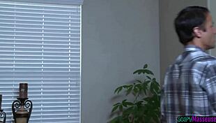 Pussyfucked masseuse sucking clients dick in shower