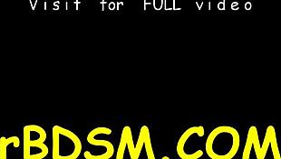 Fastened up angel waits for rough sucking session.