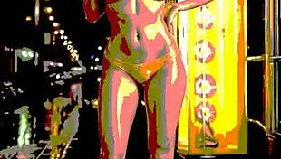 Riders in the storm with AI-illustrated leather fantasies in a public dream setting