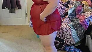 bbw in lingerie teases with slow striptease and big natural curves