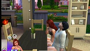 sexy redhead and newlywed in sims 4, cheating vibes