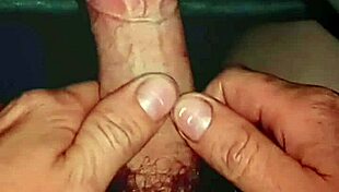 homemade solo masturbation with two fingers on cock