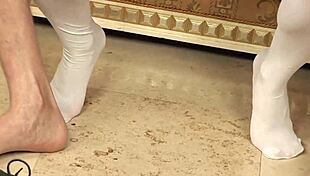 horny couple fucks with wet pussy and foot fetish