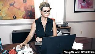 Vicky Vette Spreads Legs Wide For Boss's Hungry Eyes
