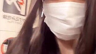 japanese shemale crossdresses and masturbates quietly in solo video