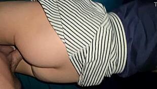 quickie time, lifted her skirt and took her shaved pussy from behind until filling her up.