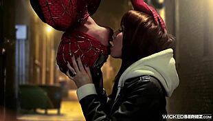 Spider-Man XXX parody scene with Capri Anderson bent over