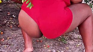 Curvy evangelical neighbor caught picking fruits in revealing outfit