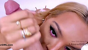 Sexy blonde fucks producer on sofa 😏